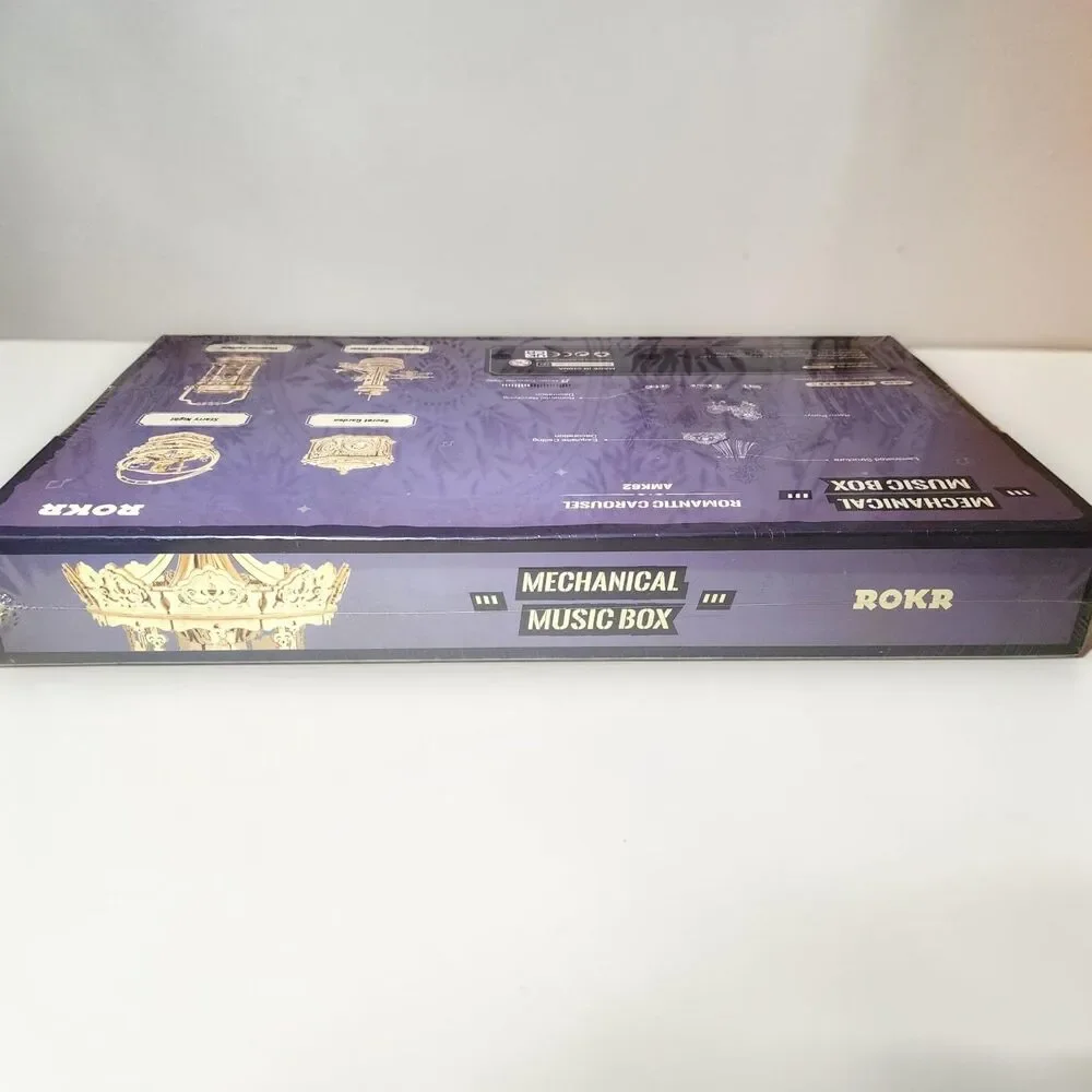 ROKR Romantic Carousel AMK62 3D Wooden Puzzle Mechanical Music Box DIY Model Kit